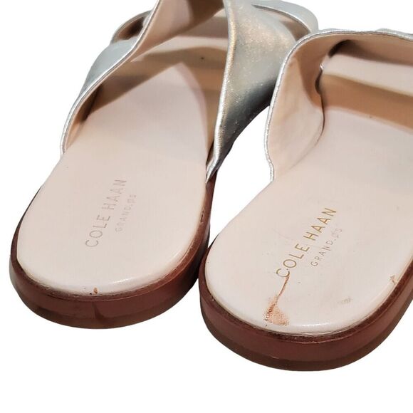 Cole Haan Grand OS Leather slide Strappy Sandals Womens Size 8B W07775 metallic - Picture 5 of 7